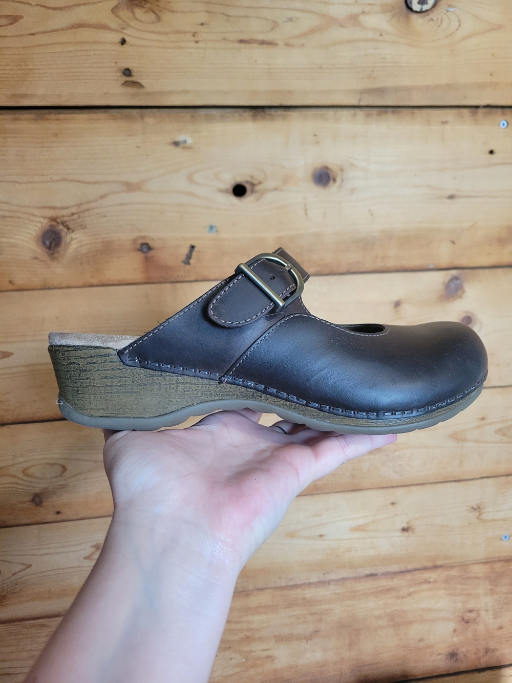 Dansko Leather Slip-On Buckle Clog